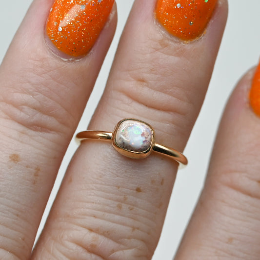 Gold fill mexican fire opal size 5