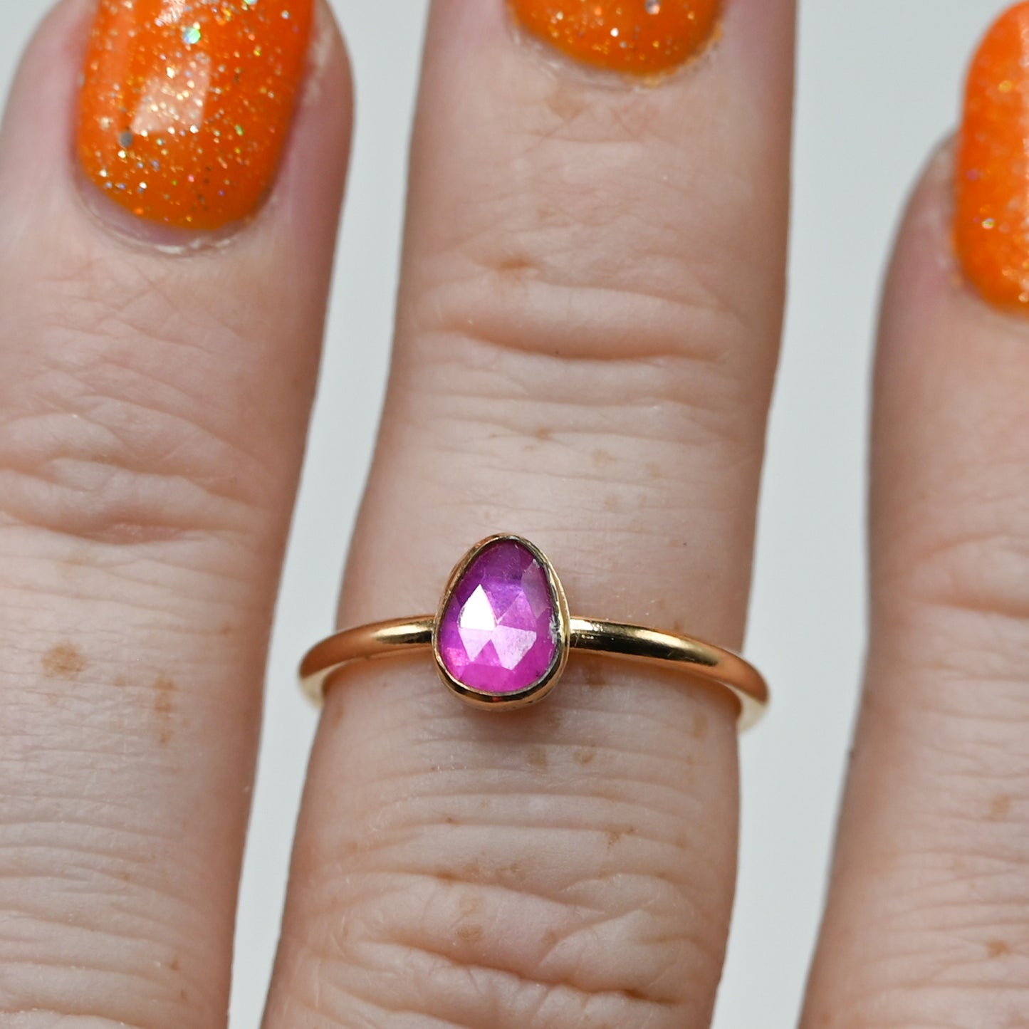 Gold fill rose cut ruby size 5.75