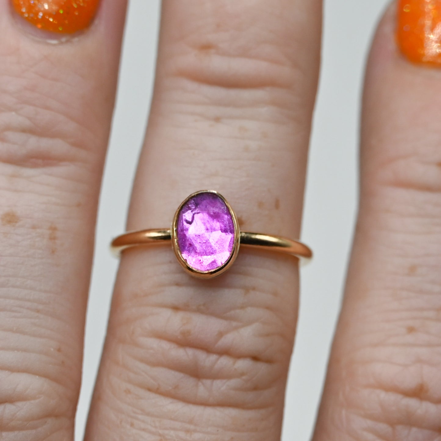 Gold fill rose cut ruby size 6.25