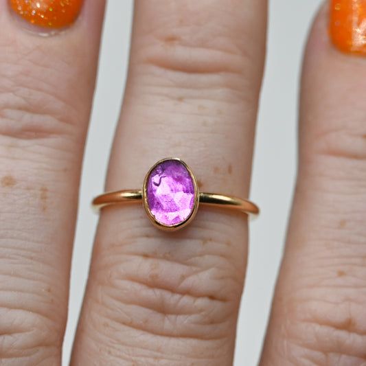 Gold fill rose cut ruby size 6.25