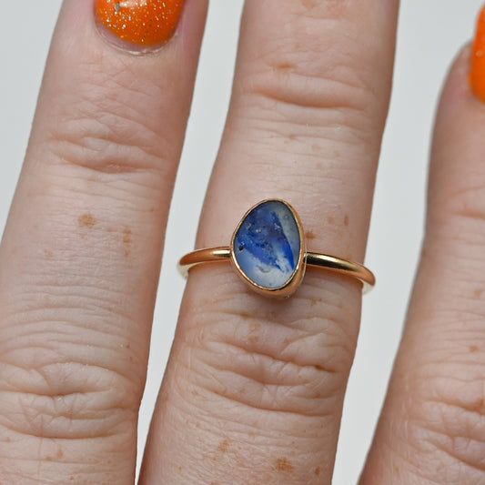 Gold fill multi blue and white sea glass size 6.5