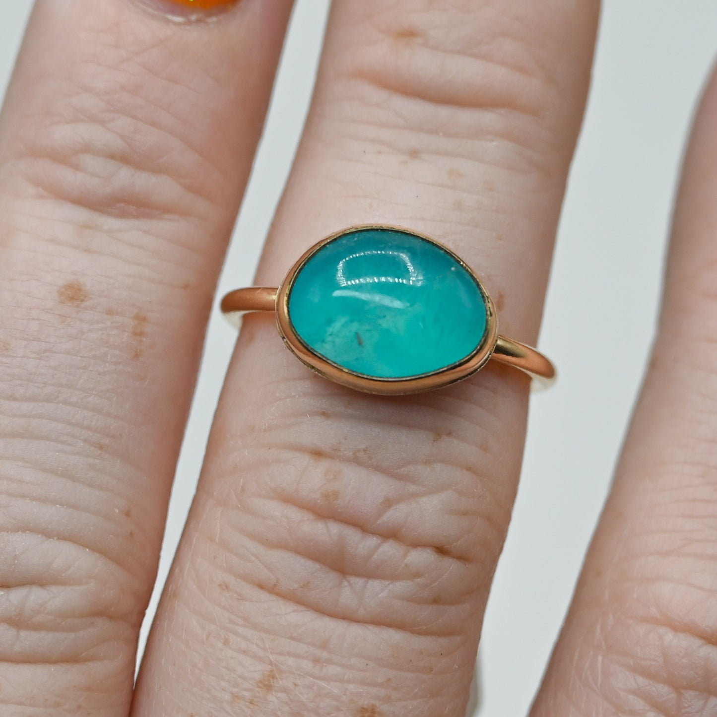 Gold fill horizontal oval amazonite size 6.5