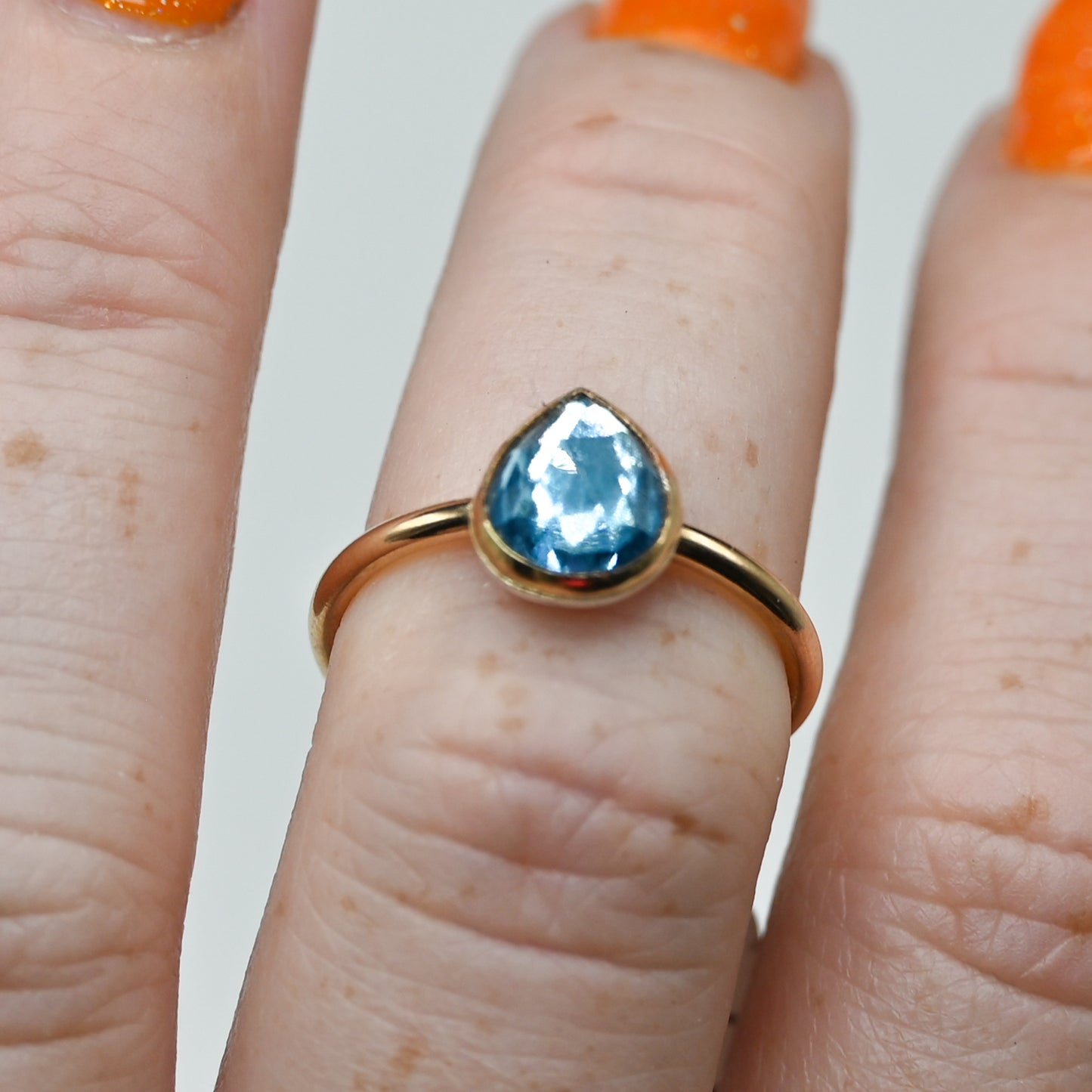Gold fill rose cut london blue topaz size 6.75