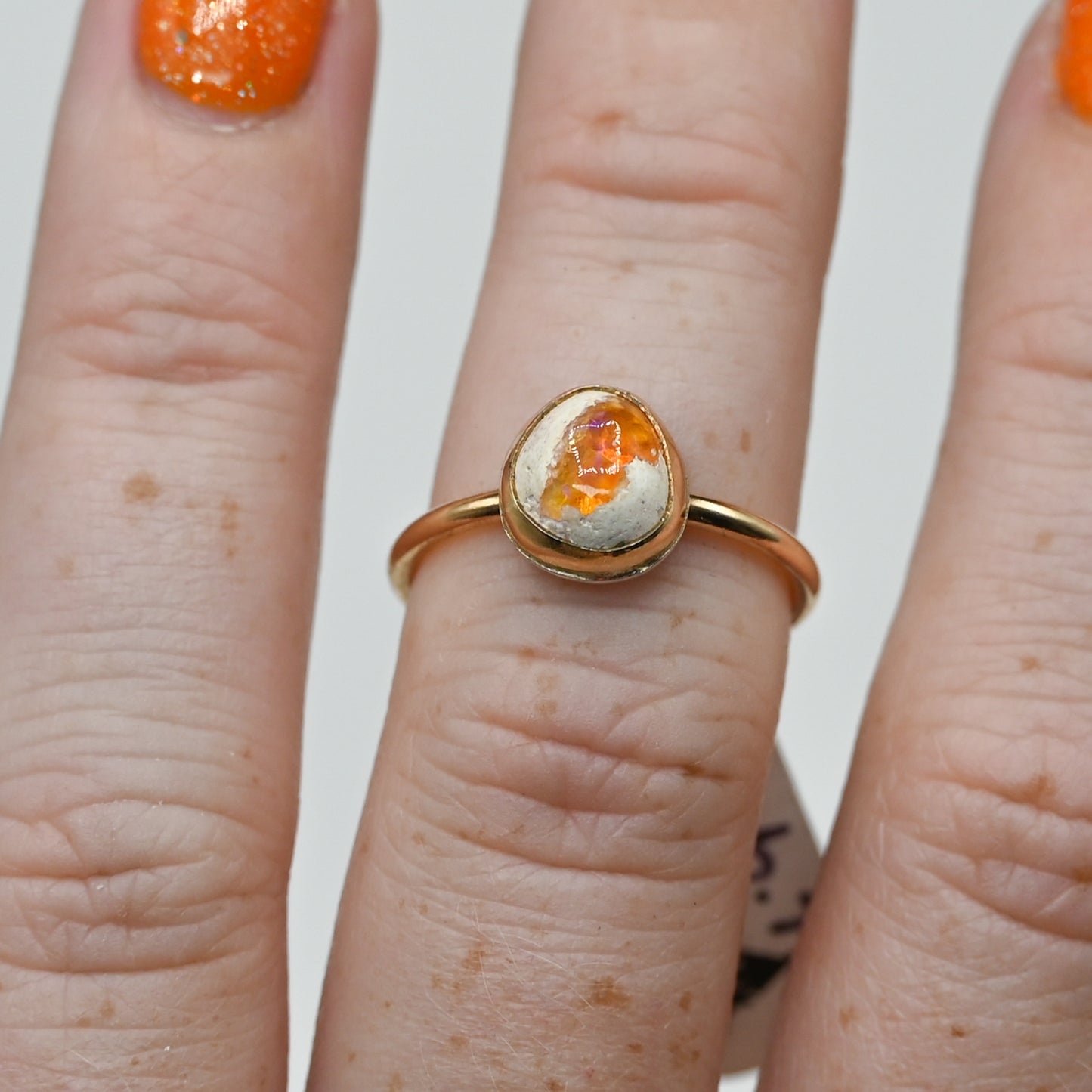 Gold fill Mexican fire opal size 6.75