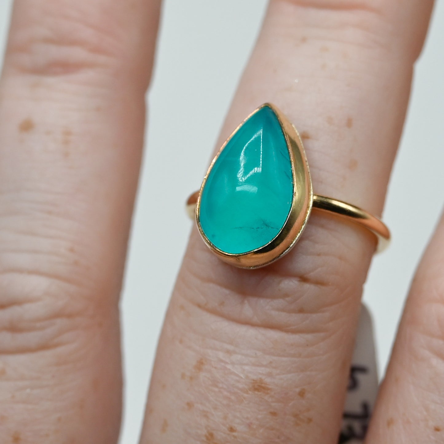 Gold fill pear amazonite size 6.75