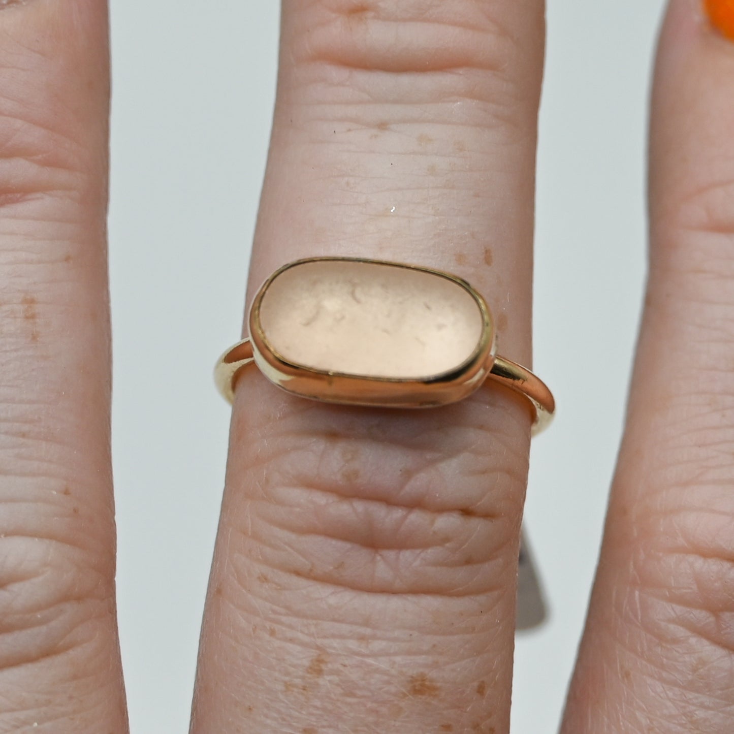 Gold fill horizontal pink sea glass size 7