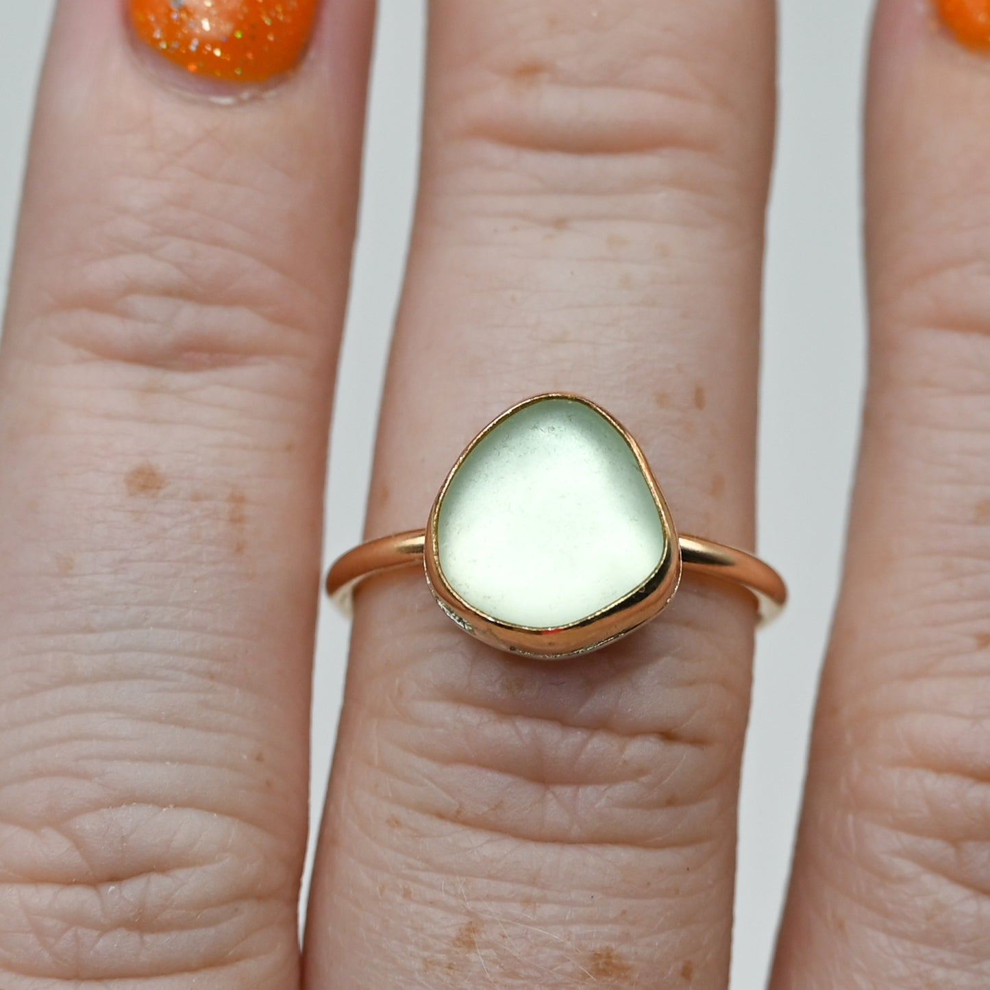 Gold fill sea foam sea glass size 7