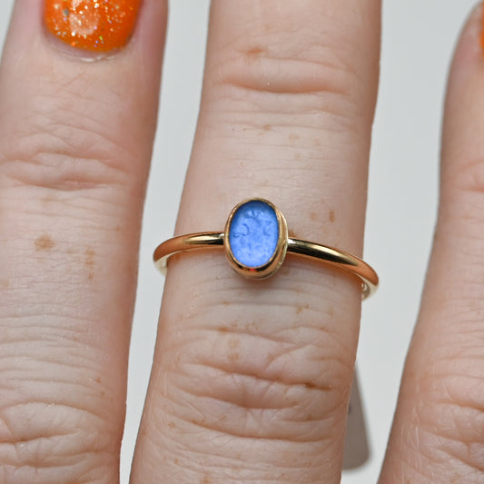 Gold fill cornflower sea glass size 7