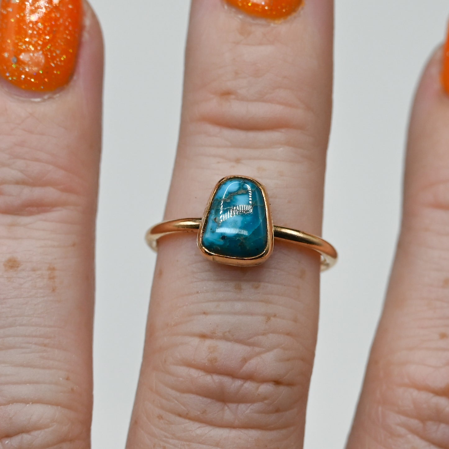 Gold fill candelaria turquoise size 7