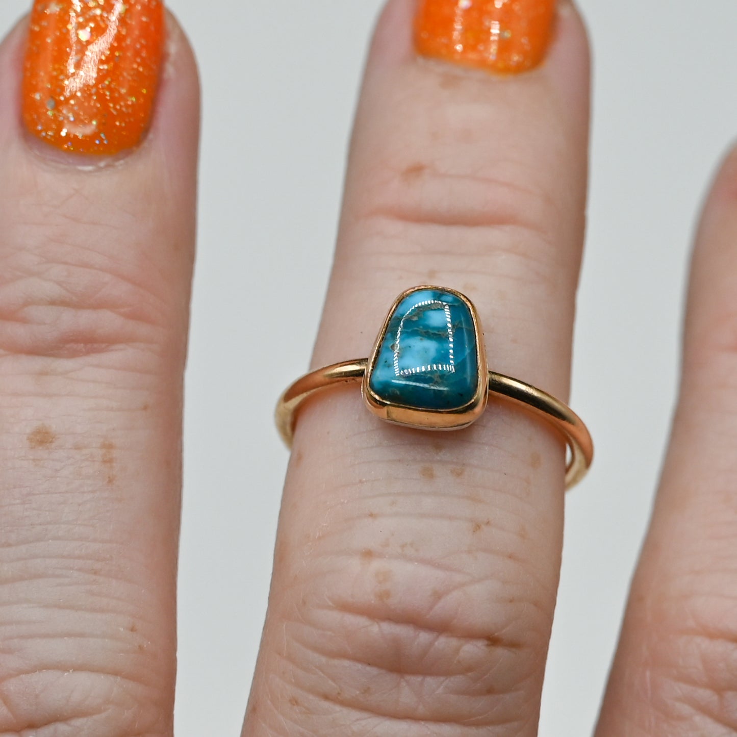 Gold fill candelaria turquoise size 7