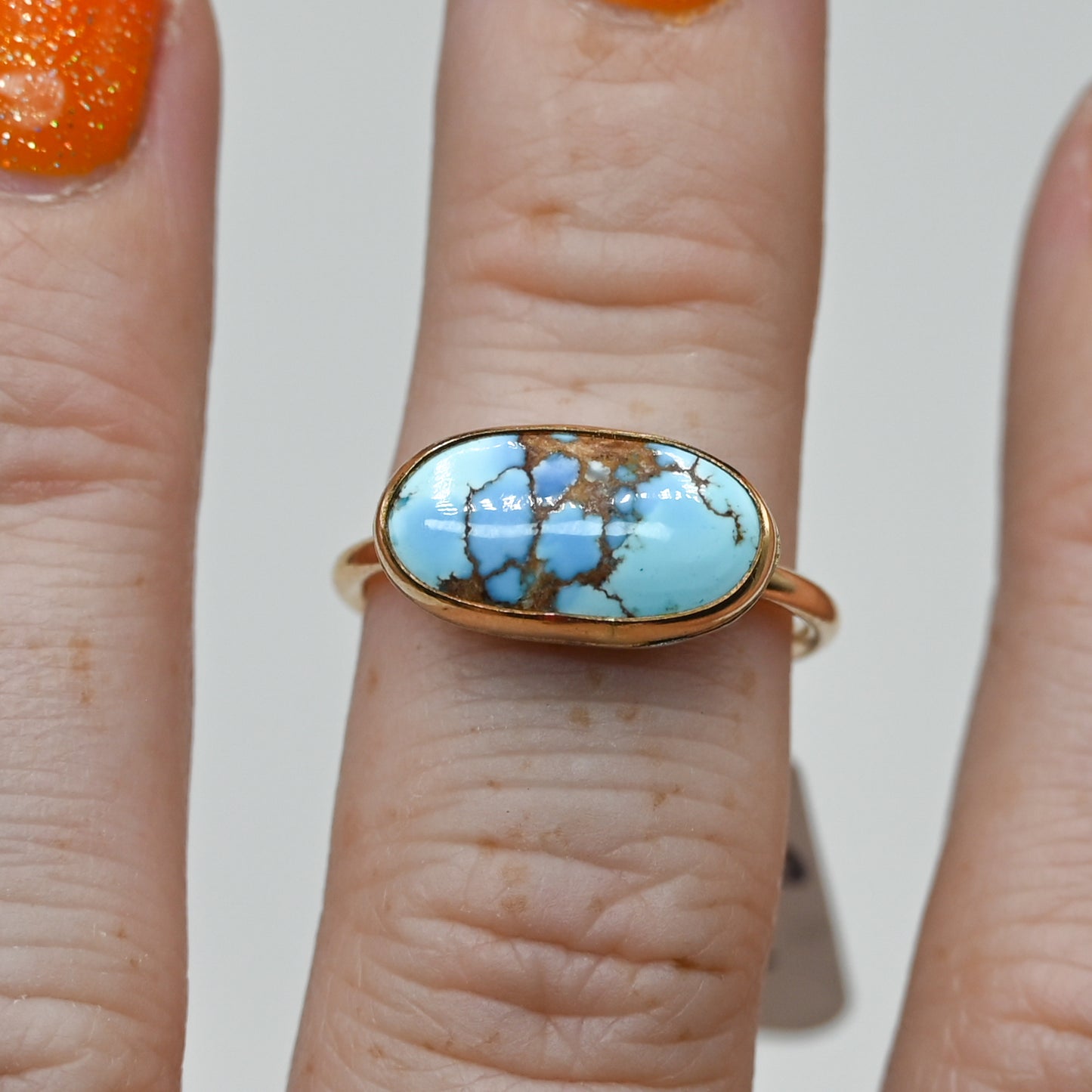 Gold fill horizontal golden hills turquoise size 7