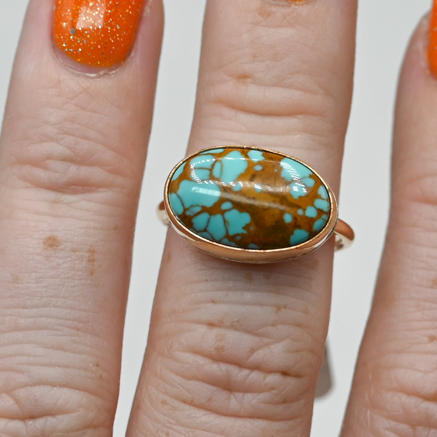 Gold fill xl horizontal pilot mountain turquoise size 7