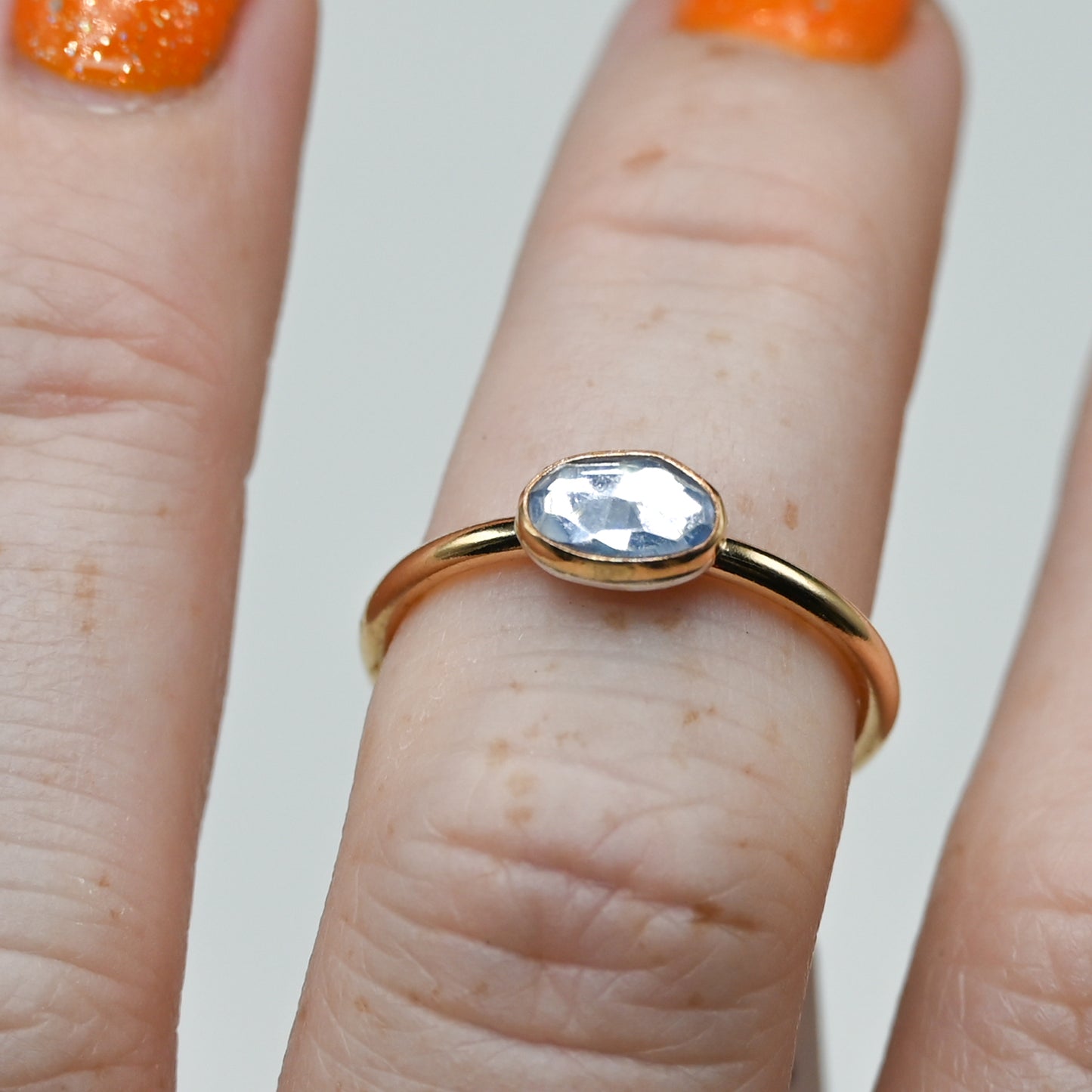 Gold fill rose cut sapphire size 7