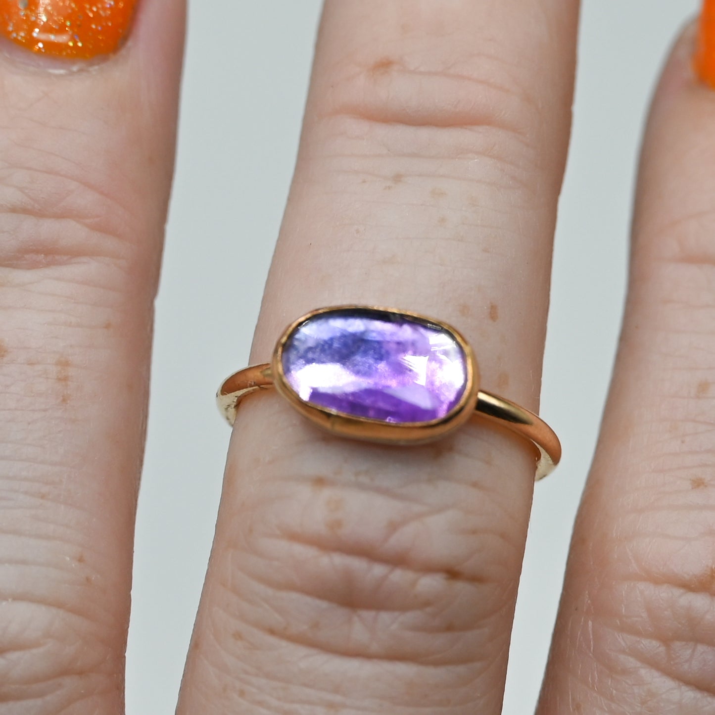 Gold fill horizontal rose cut amethyst size 7