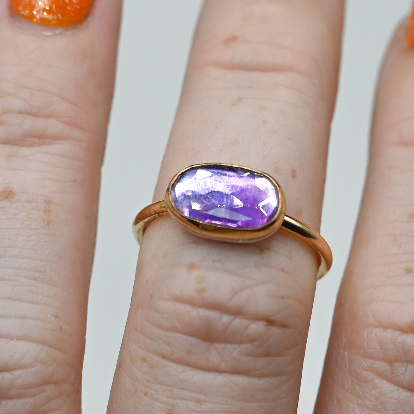 Gold fill horizontal rose cut amethyst size 7
