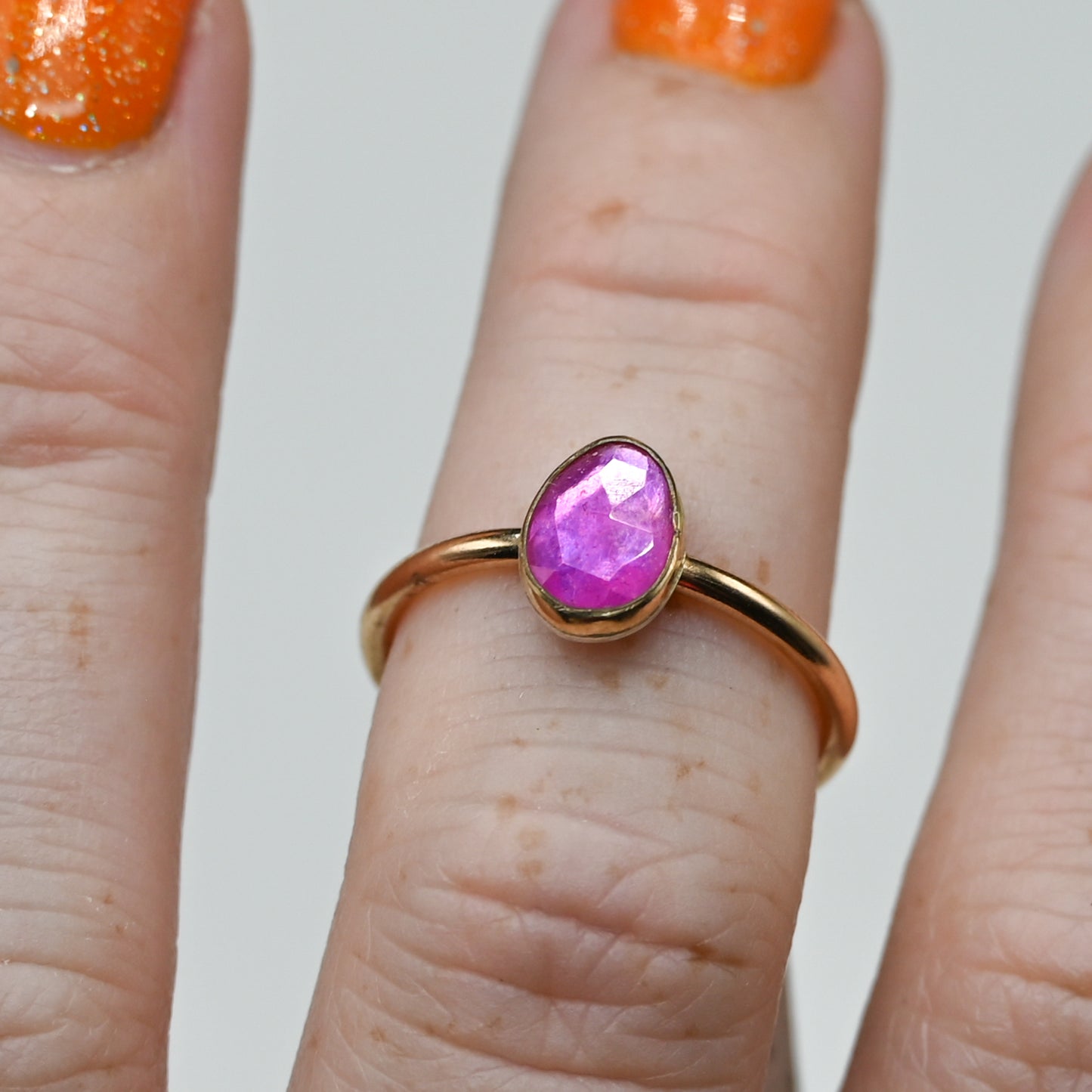 Gold fill rose cut ruby size 7