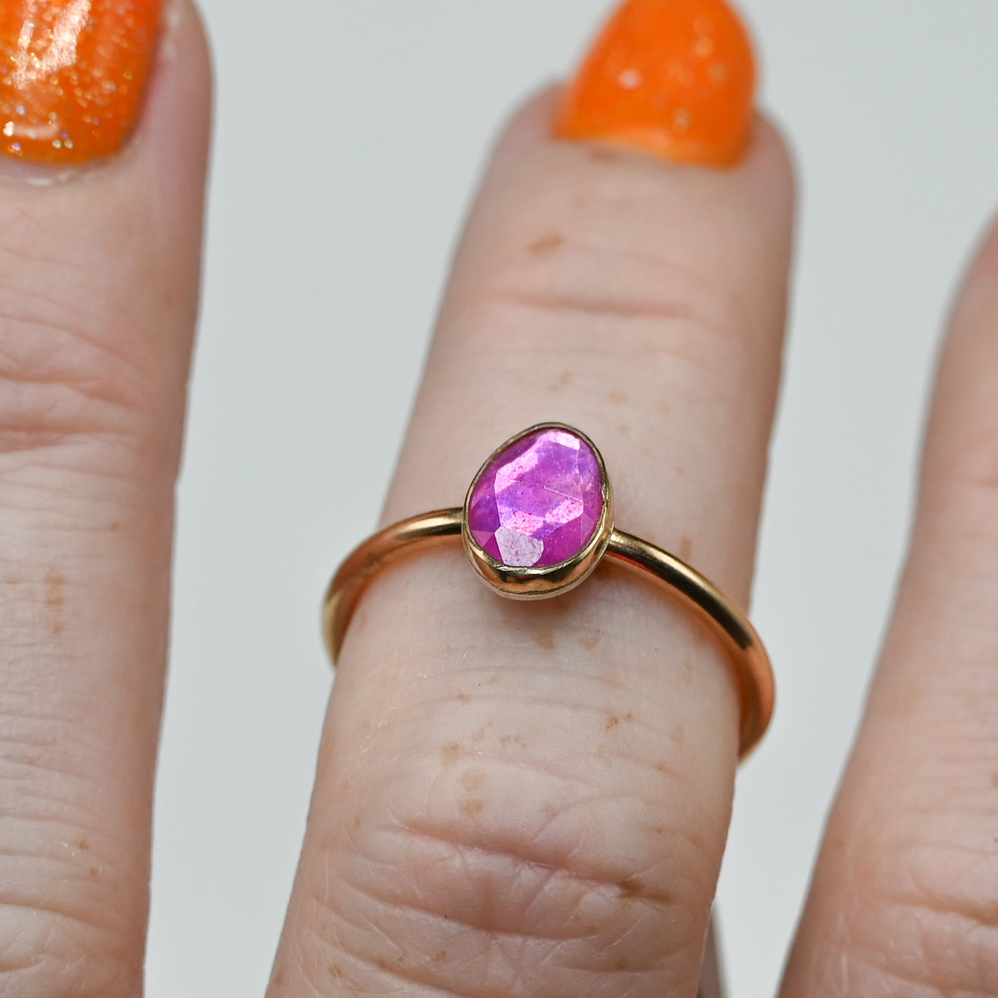 Gold fill rose cut ruby size 7