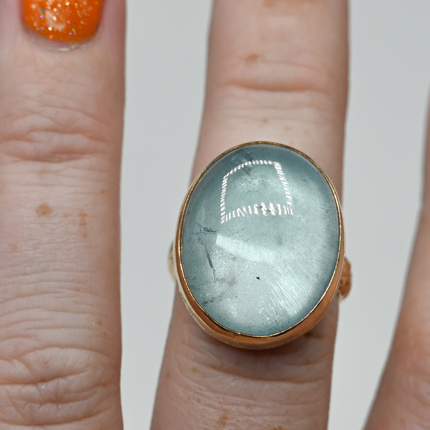 Gold fill xxl oval Aquamarine size 7