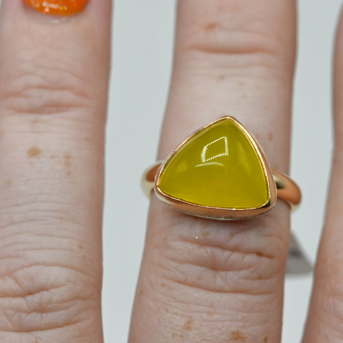 Gold fill xl triangle vesuvianite size 7