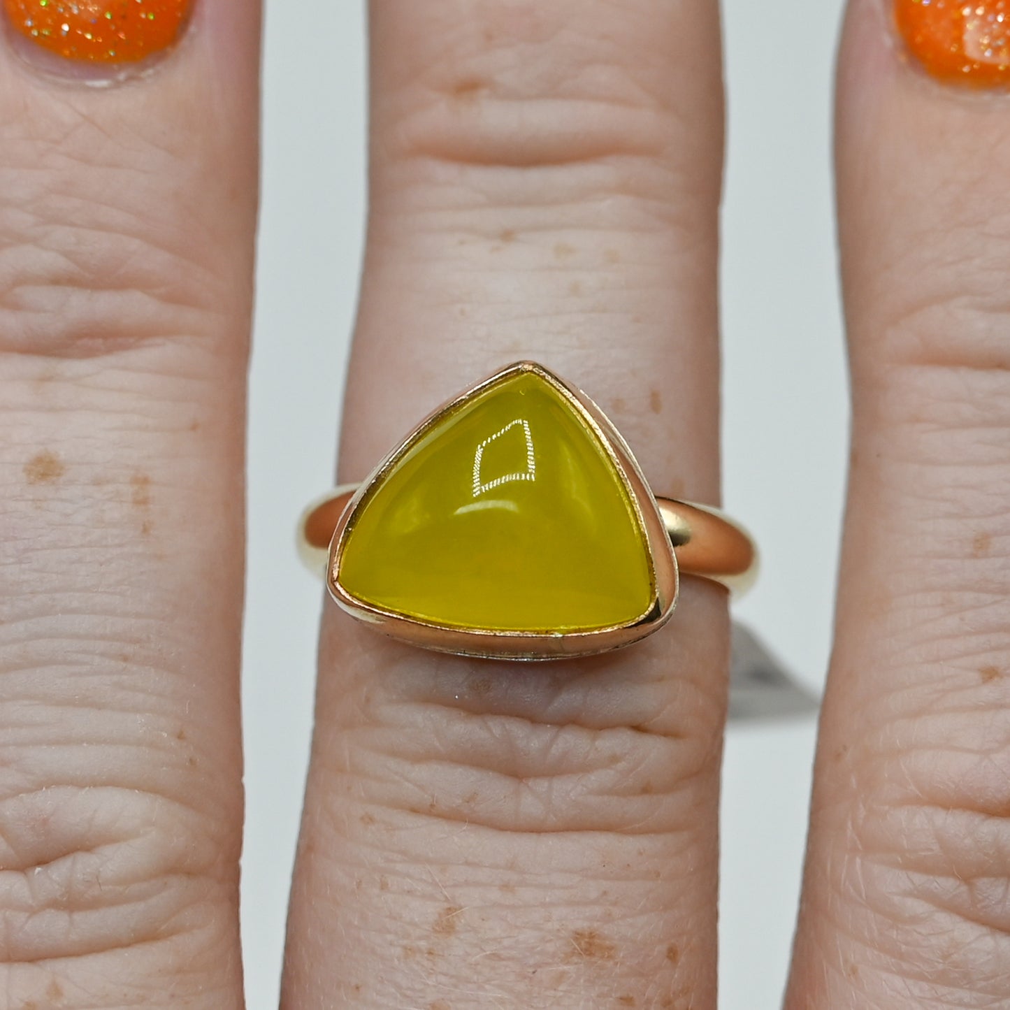 Gold fill xl triangle vesuvianite size 7