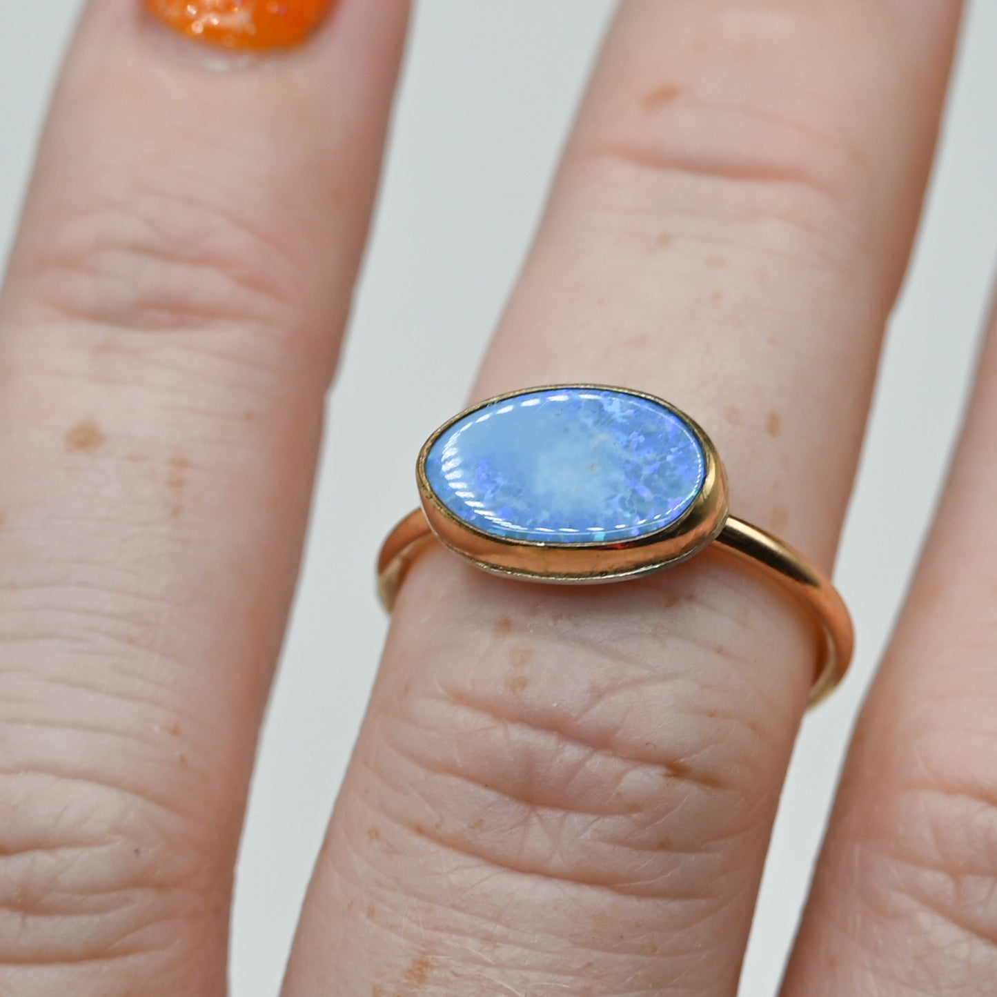 Gold fill horizontal Australian opal size 7