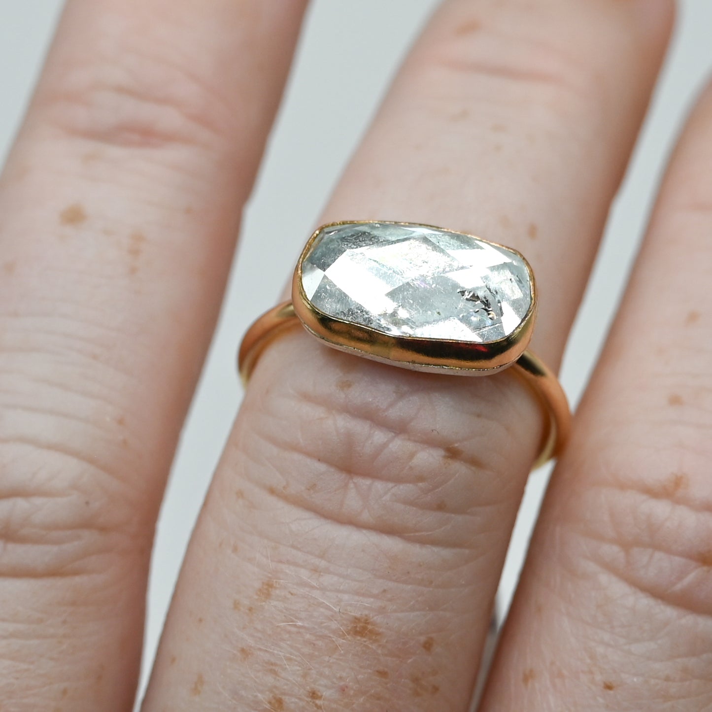 Gold fill horizontal rose cut aquamarine size 7