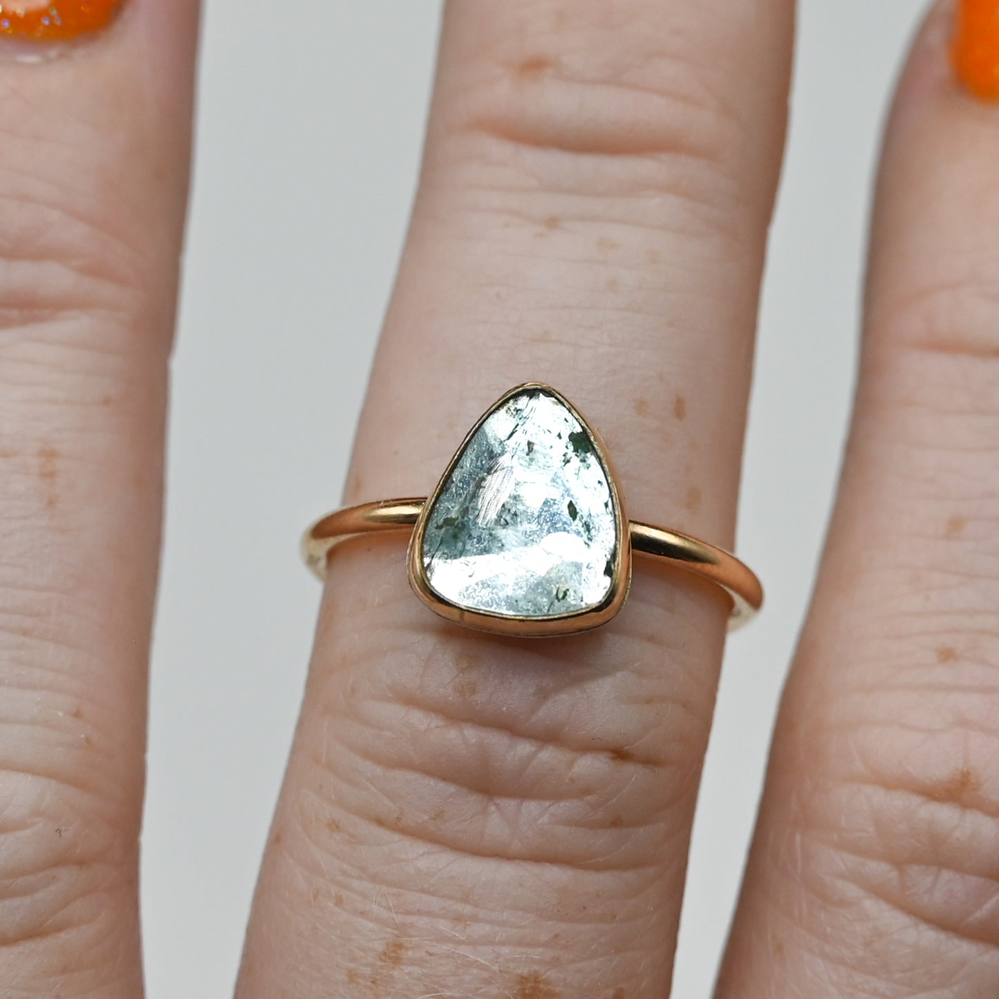 Gold fill rose cut aquamarine size 7