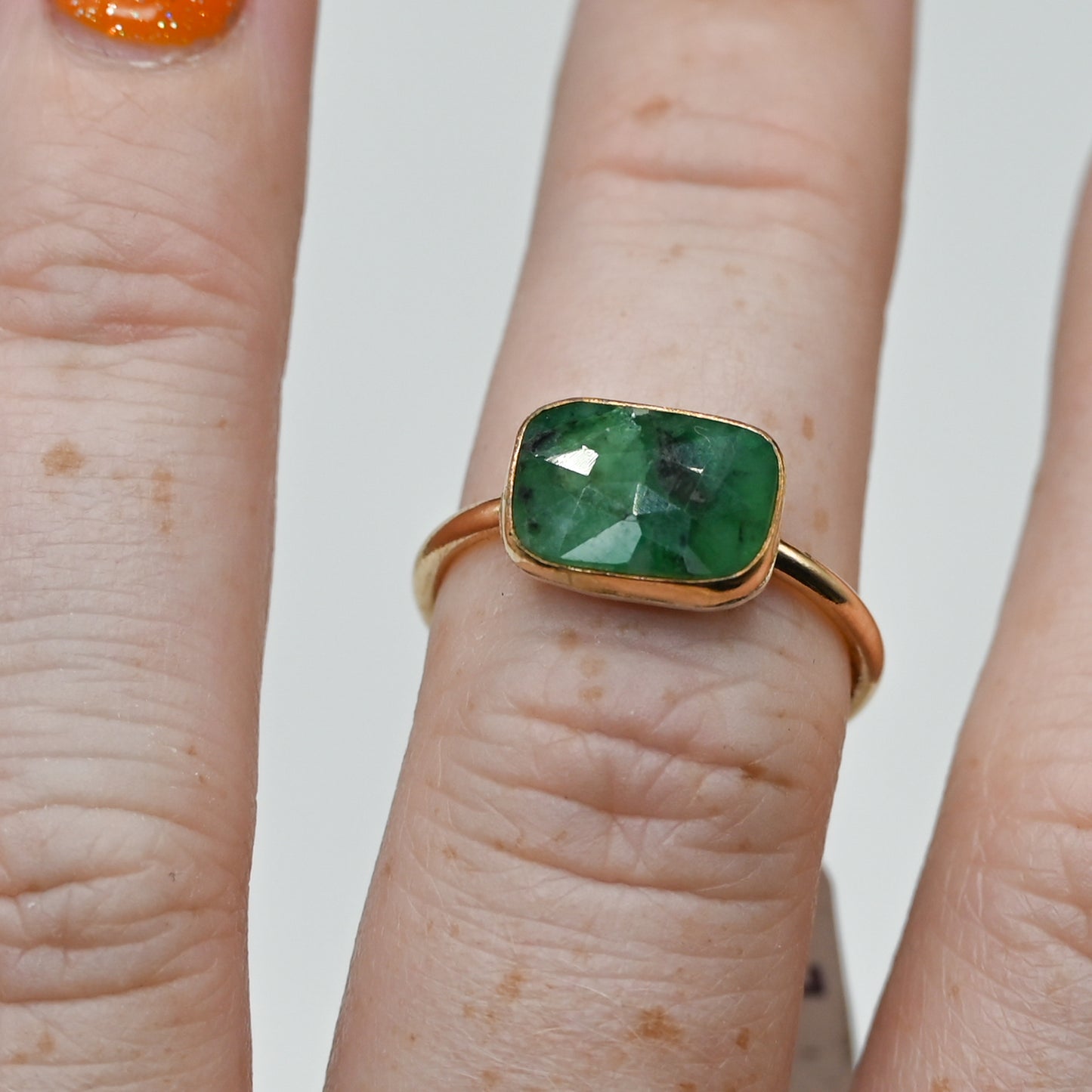 Gold fill horizontal rose cut emerald size 7