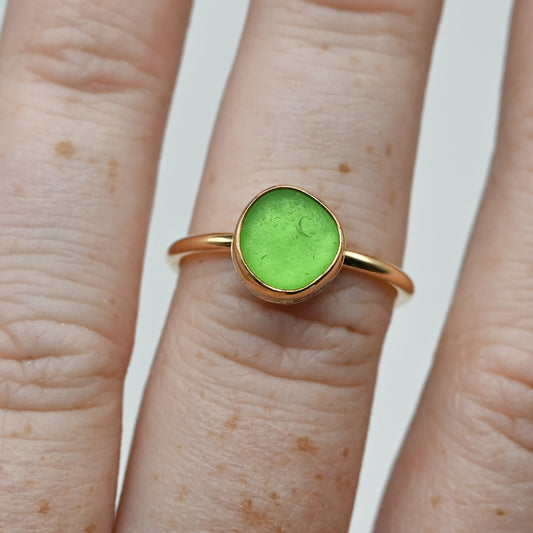 Gold fill green sea glass size 7.25