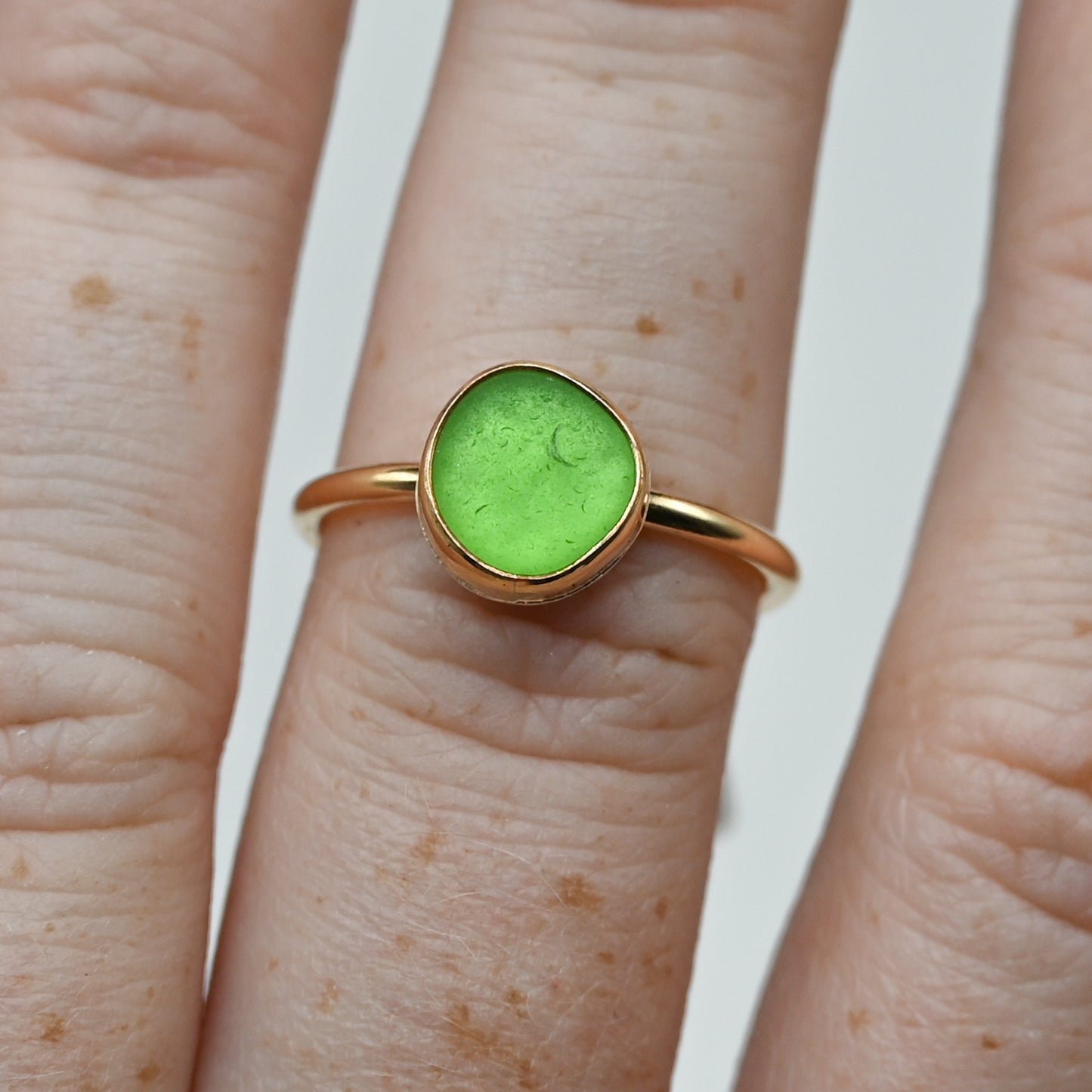 Gold fill green sea glass size 7.25