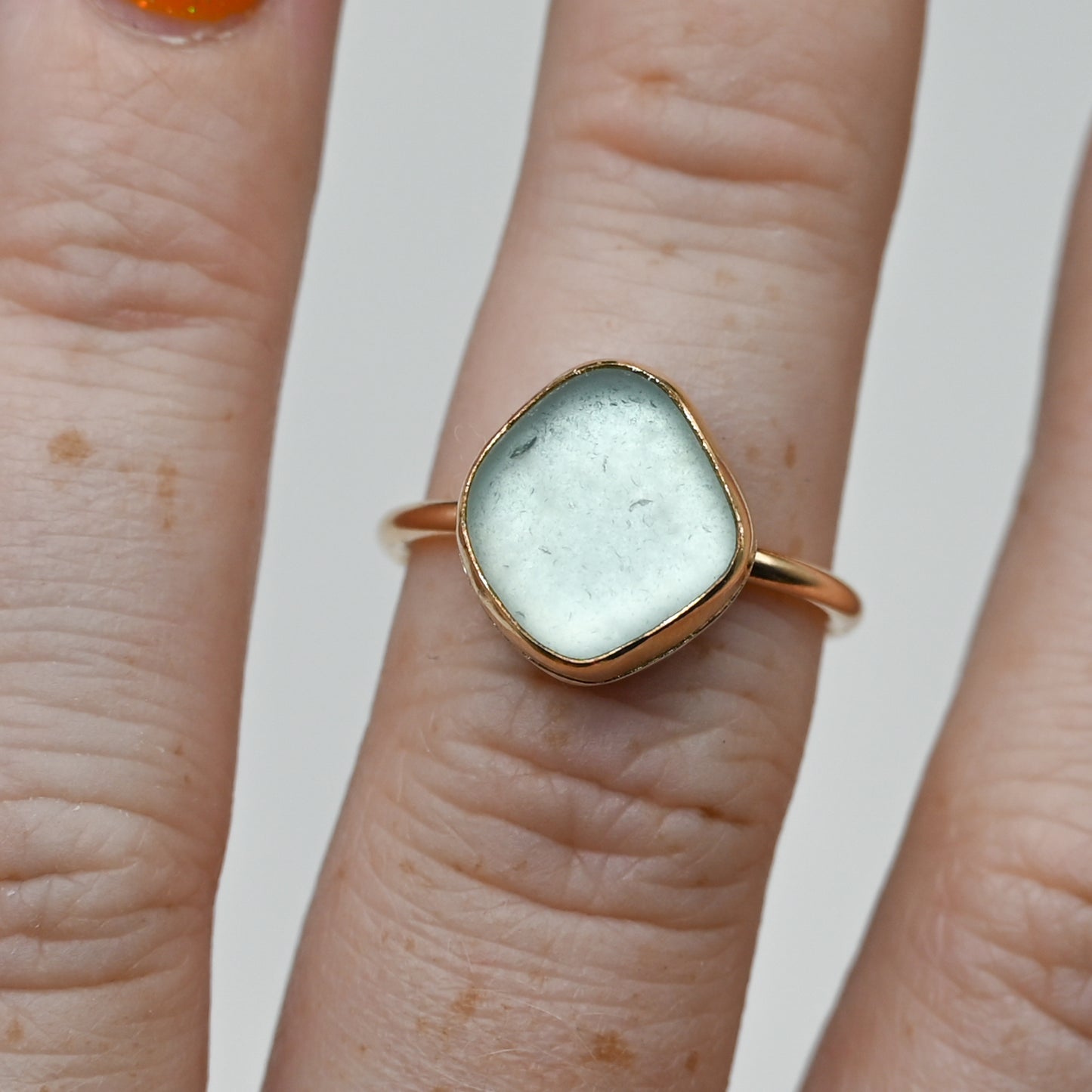 Gold fill large sea foam sea glass size 7.25