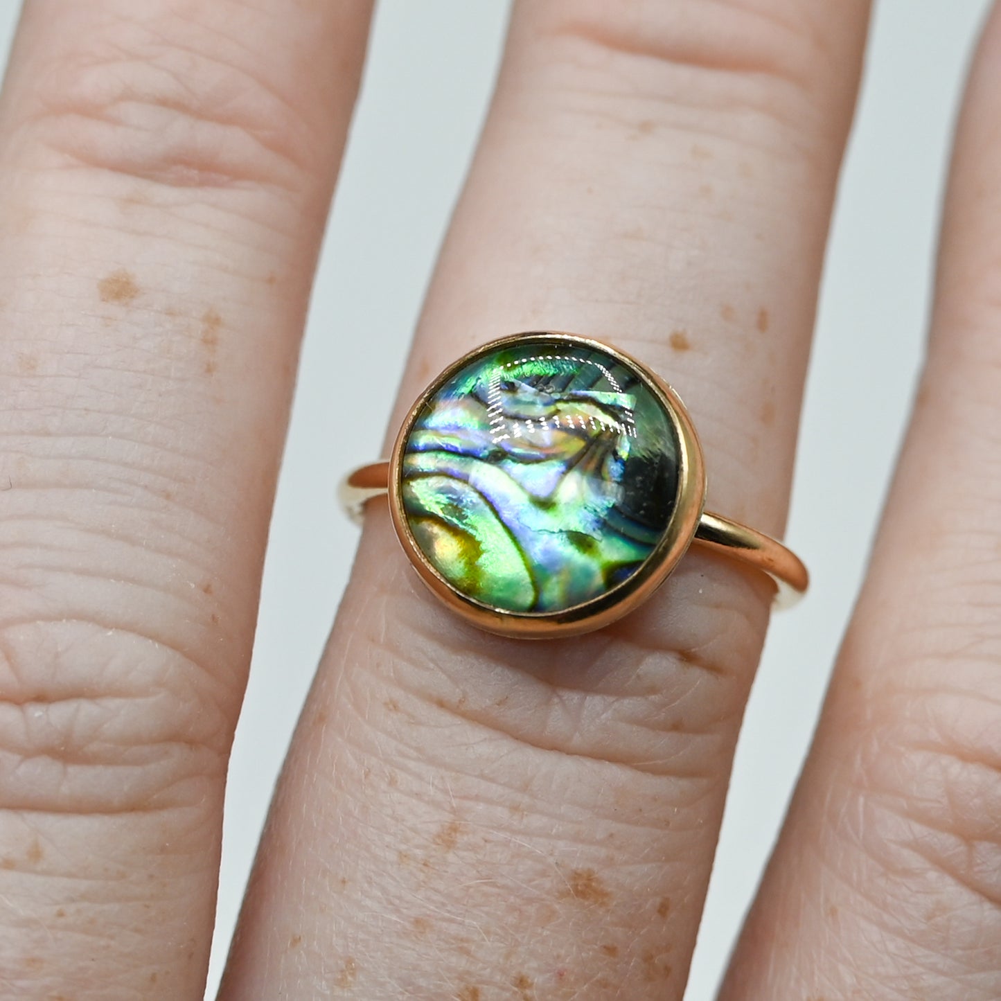 Gold fill large round abalone size 7.25