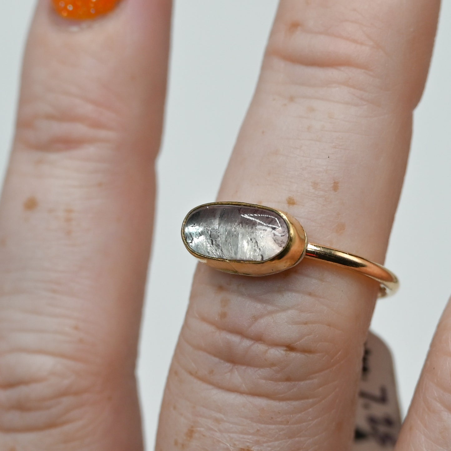 Gold fill horizontal bicolor watermelon tourmaline size 7.25