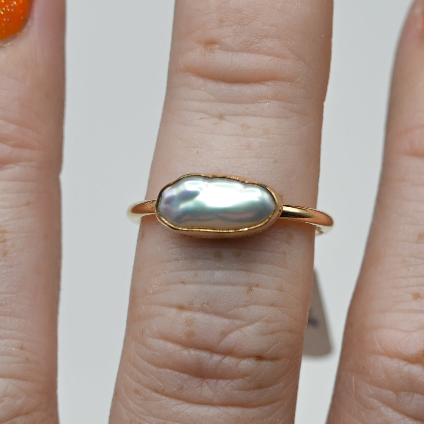 Gold fill horizontal keshi pearl size 7.25