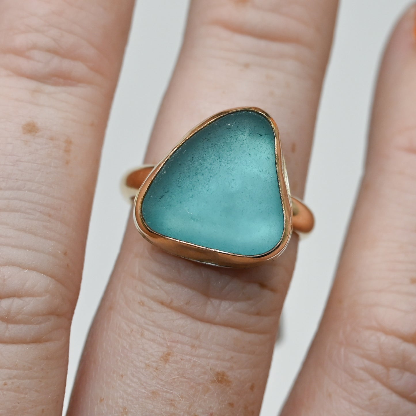 Gold fill xl aqua sea glass size 7.25