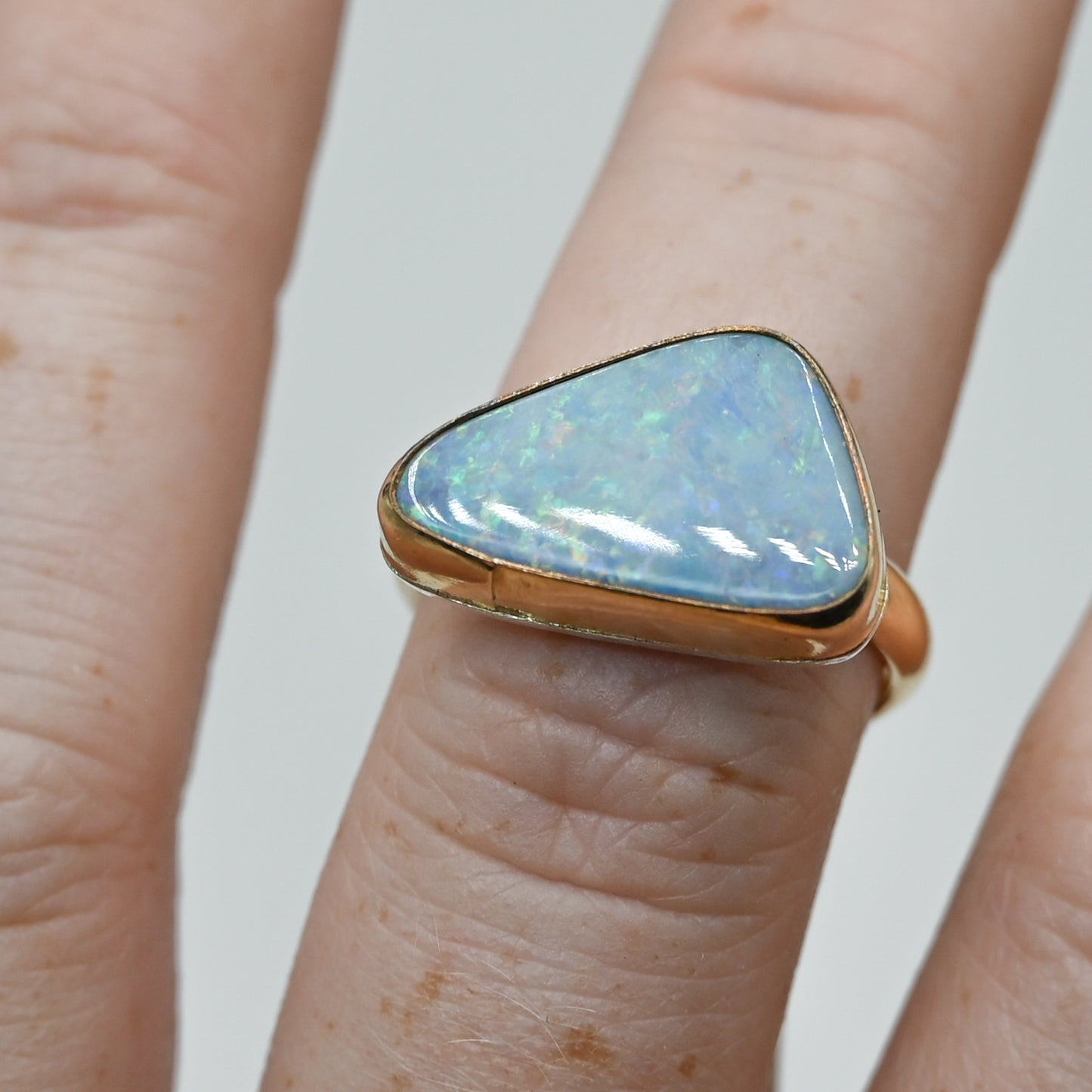 Gold fill xxl Australian opal triangle size 7.5