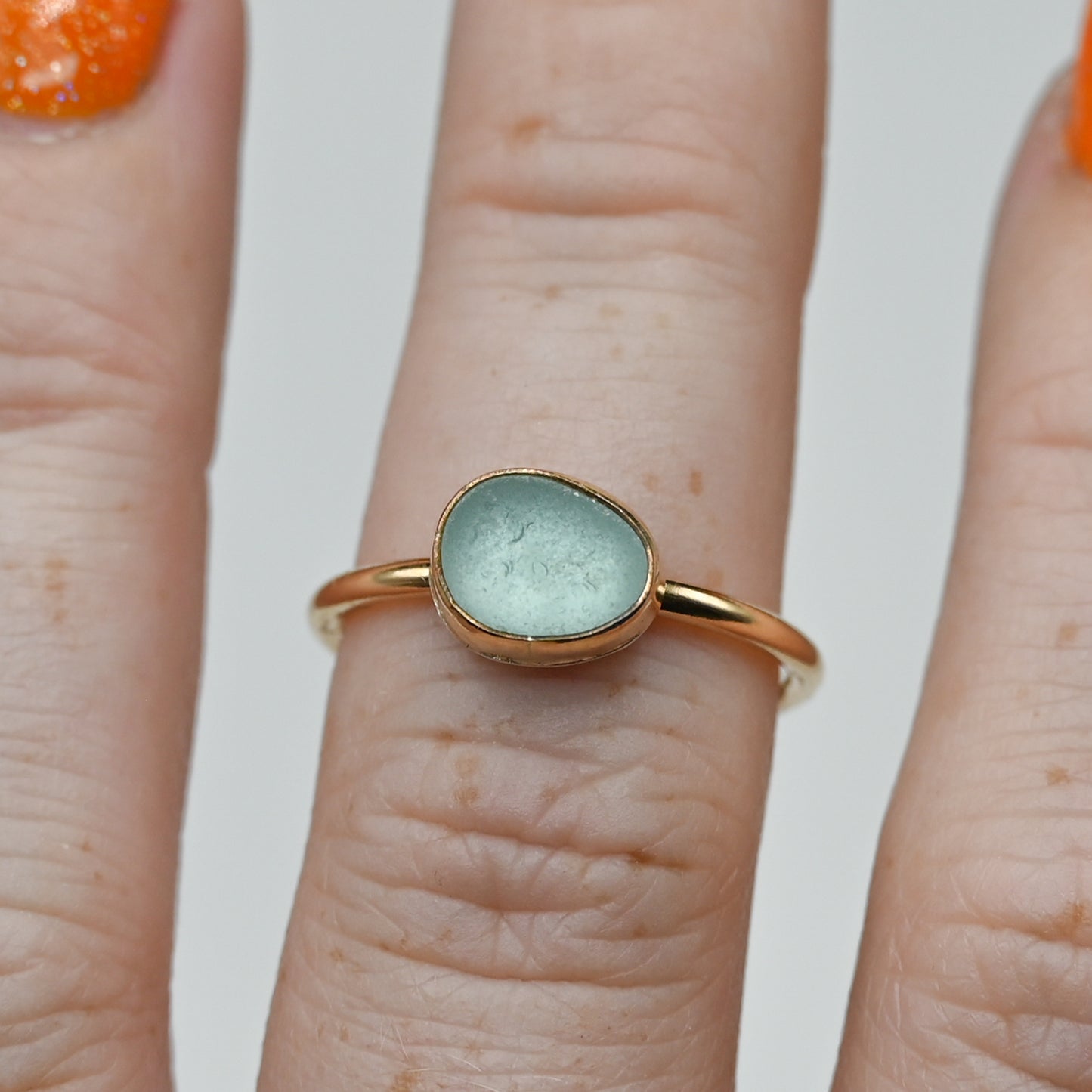 Gold fill horizontal sea foam sea glass size 7.5