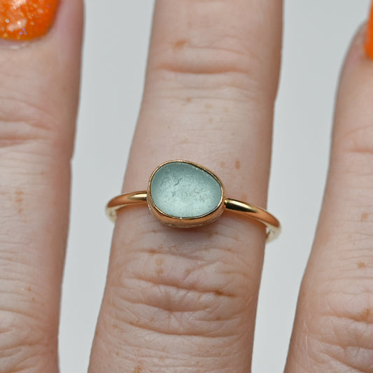 Gold fill horizontal sea foam sea glass size 7.5