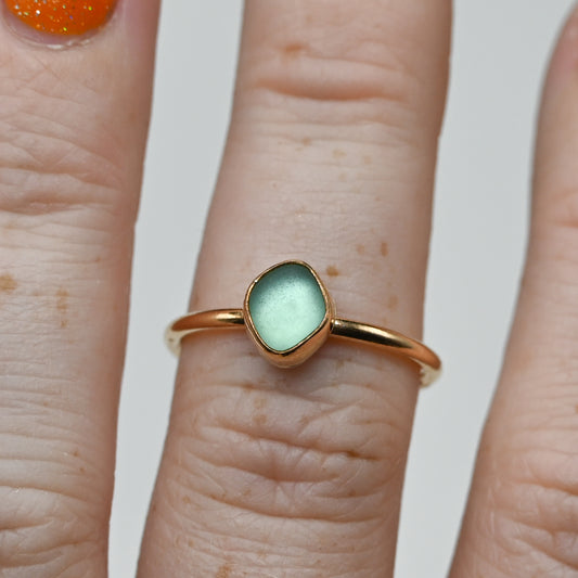Gold fill aqua sea glass size 7.5
