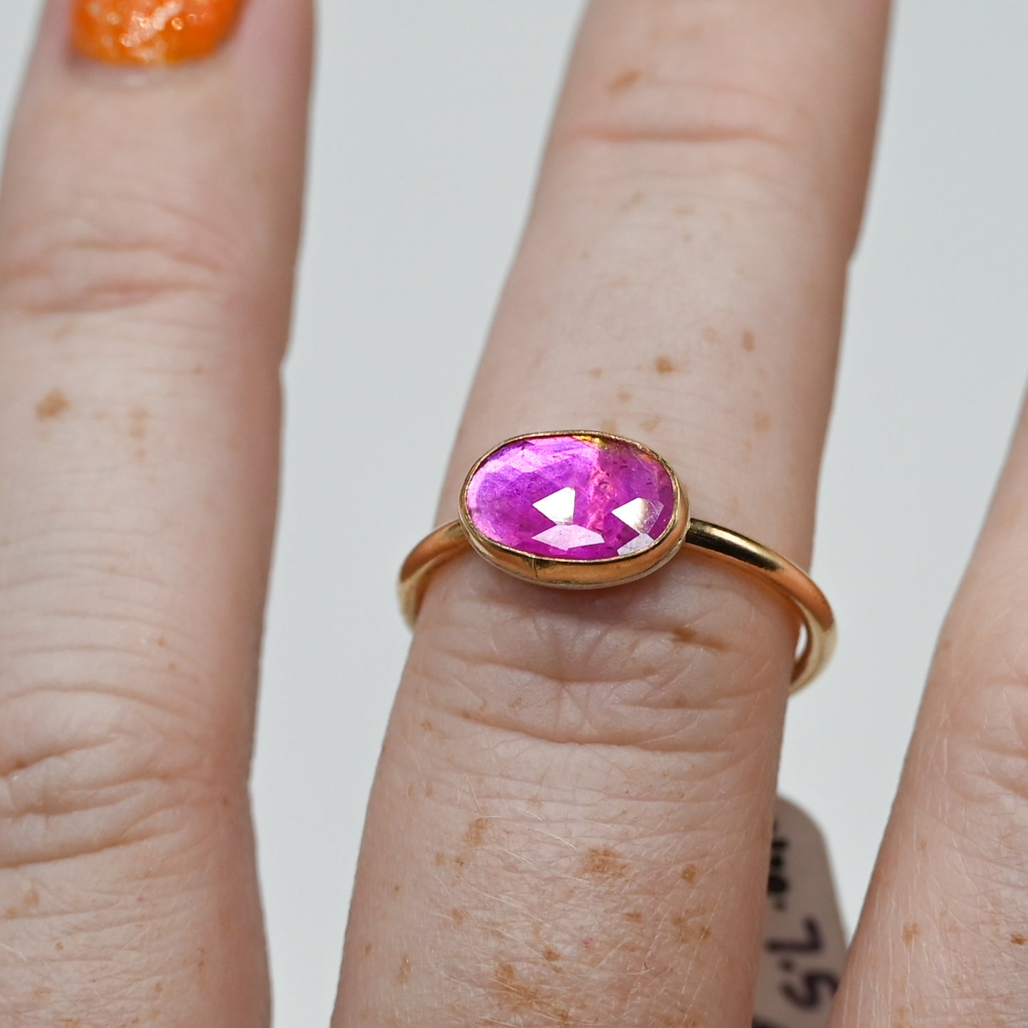 Gold fill horizontal rose cut ruby size 7.5