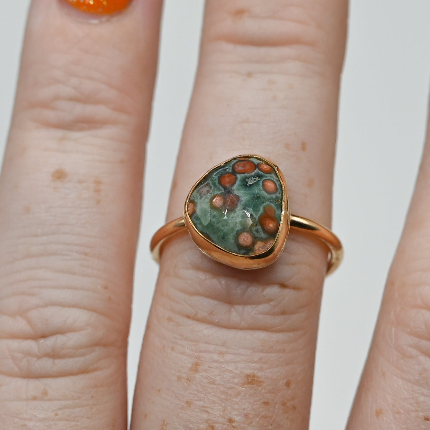 Gold fill rose cut ocean jasper size 7.5