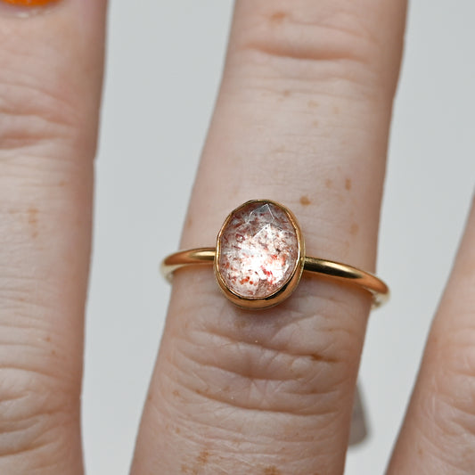 Gold fill rose cut strawberry quartz size 7.5