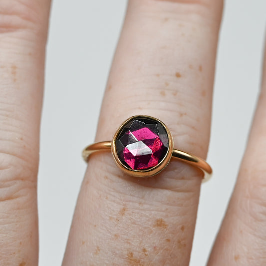 Gold fill rose cut rhodolite garnet size 7.5
