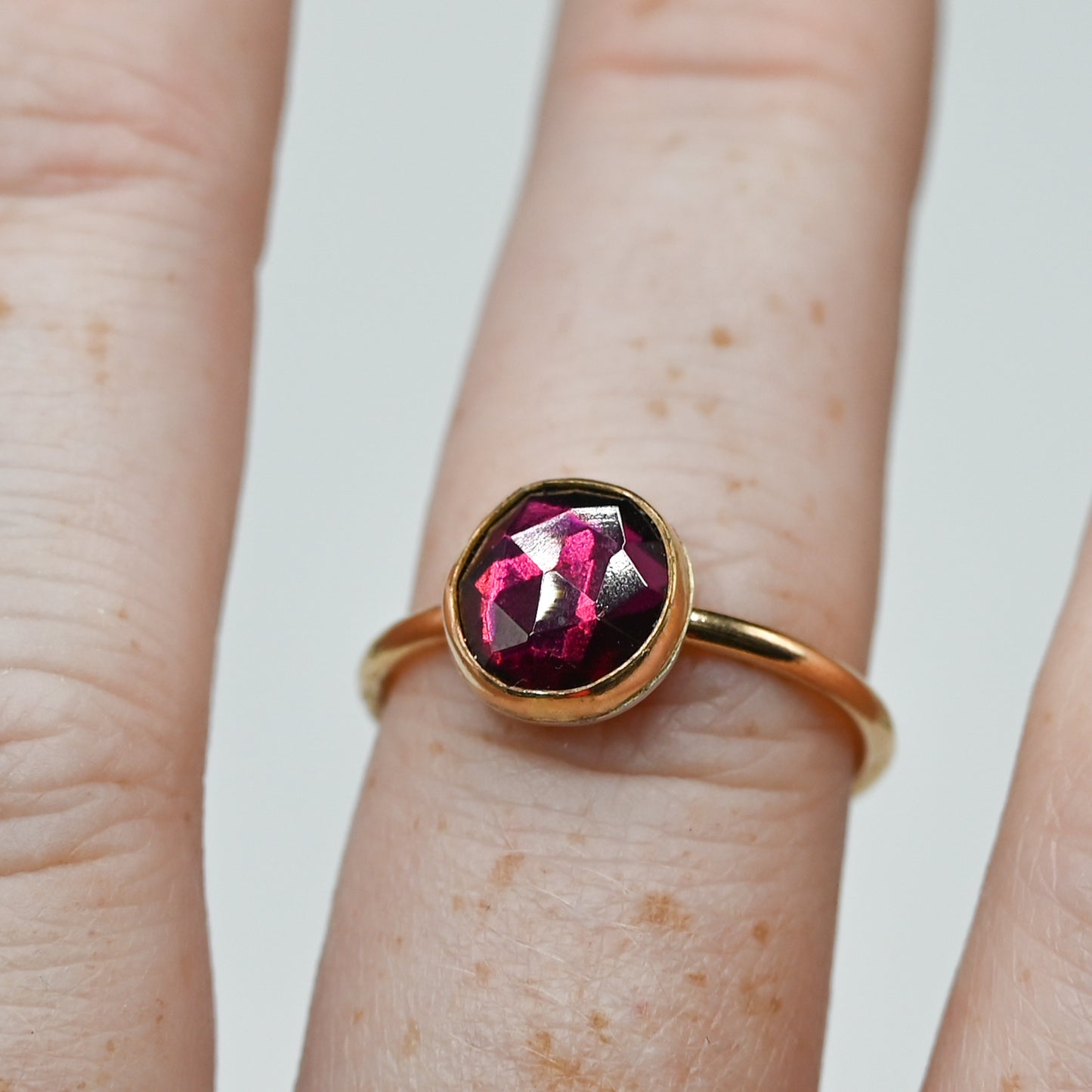 Gold fill rose cut rhodolite garnet size 7.5
