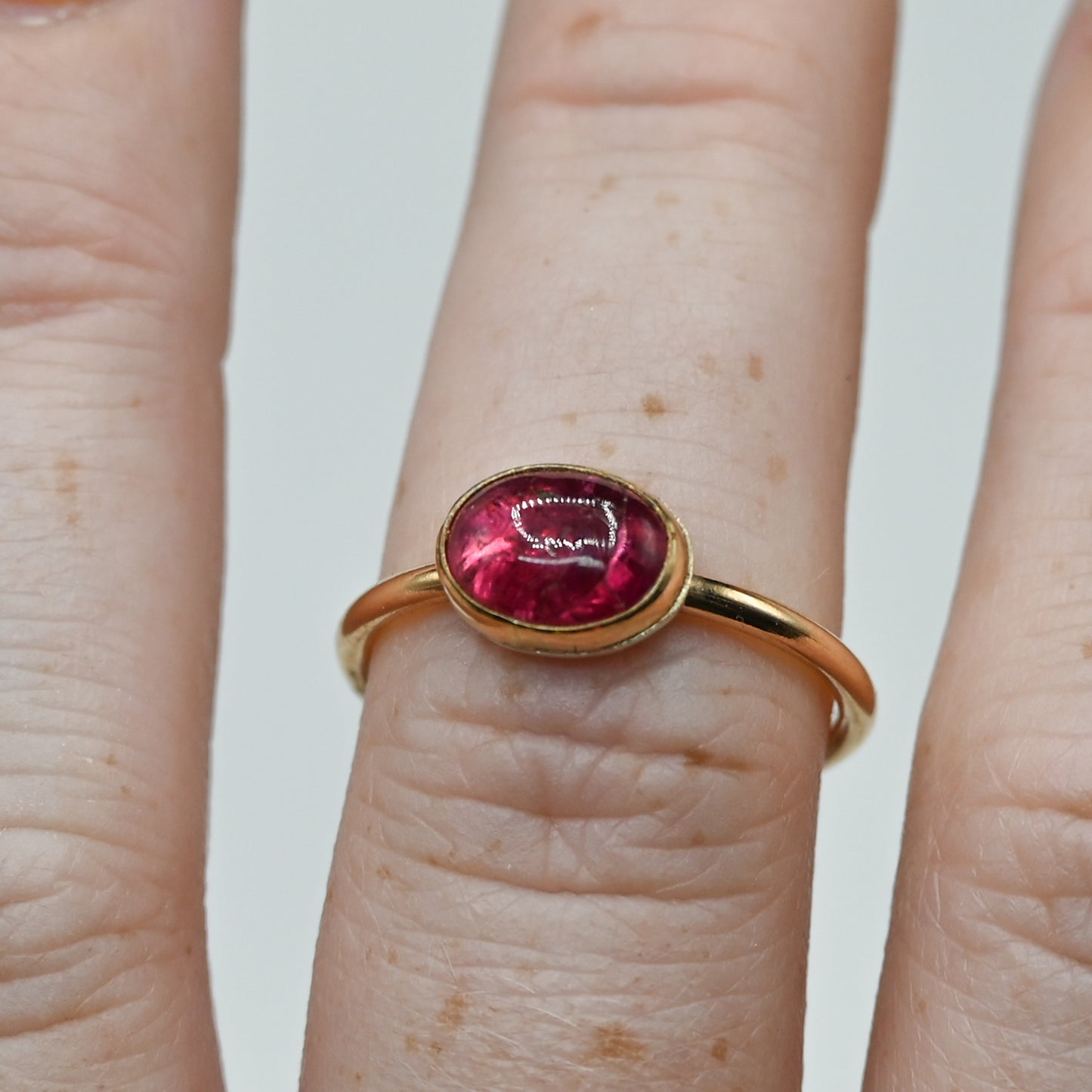 Gold fill horizontal pink tourmaline size 7.5