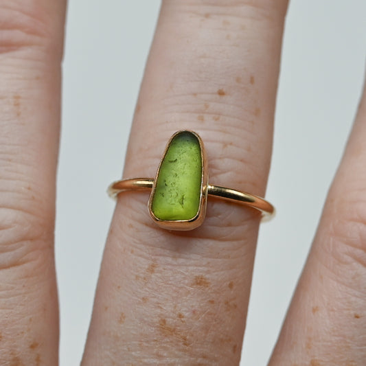 Gold fill olive sea glass size 7.75