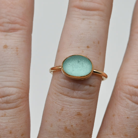 Gold fill aqua sea glass size 7.75