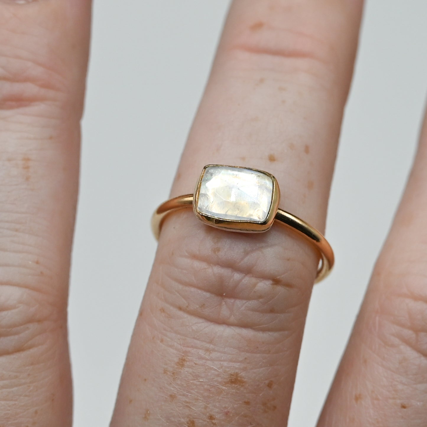 Gold fill rose cut moonstone horizontal size 7.75