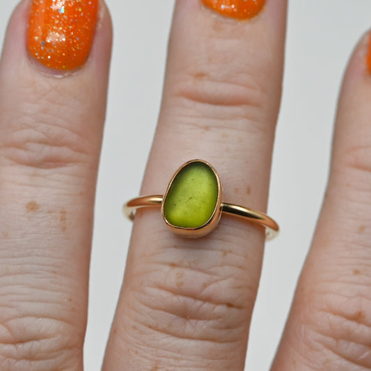 Gold fill olive sea glass size 8