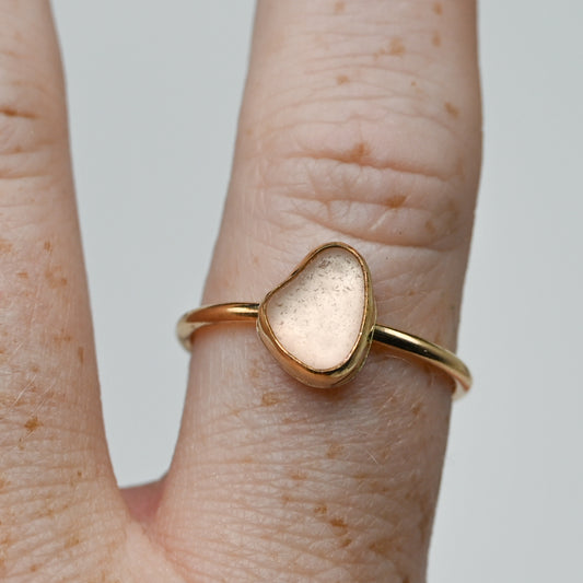 Gold fill pink sea glass size 9.5